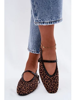 Baleríny s páskem imitace semiše leopard Camoria