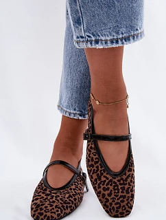 Baleríny s páskem imitace semiše leopard Camoria