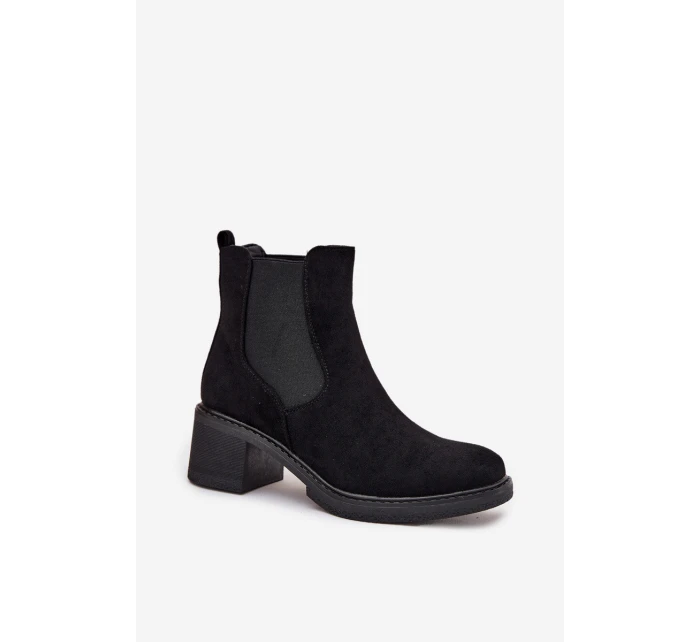 Dámské kotníkové boty na kostičkovém podpatku Luvina – černé Dámské kotníkové boty na kostičkovém podpatku Luvina – černé