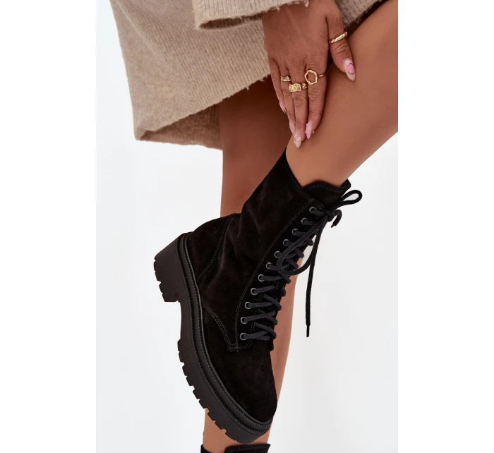 Dámské zateplené workery z pravého semiše Zazoo - černé Dámské zateplené workery z pravého semiše Zazoo - černé