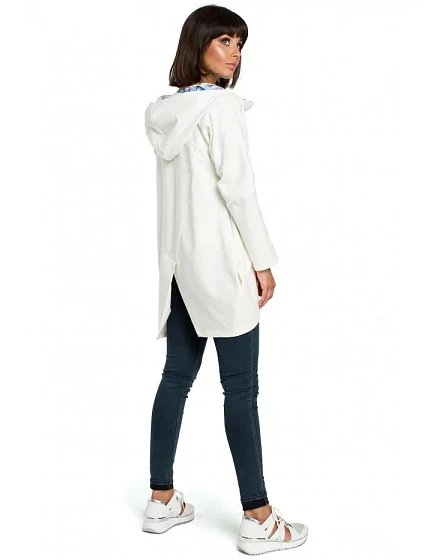 Dámská mikina s kapucí nadměrné velikosti na zip model 18044182 ecru Be Wear - BeWear