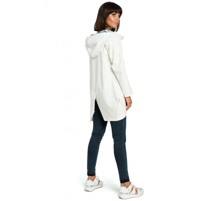 Dámská mikina s kapucí nadměrné velikosti na zip B091 ecru - Be Wear Dámská mikina s kapucí nadměrné velikosti na zip B091 ecru - Be Wear