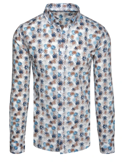 Pánská květinová bílá košile FashionStreet DX2646