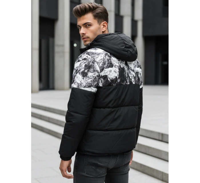 Pánská zimní bunda s kapucí černá FashionStreet TX5132 Pánská zimní bunda s kapucí černá FashionStreet TX5132