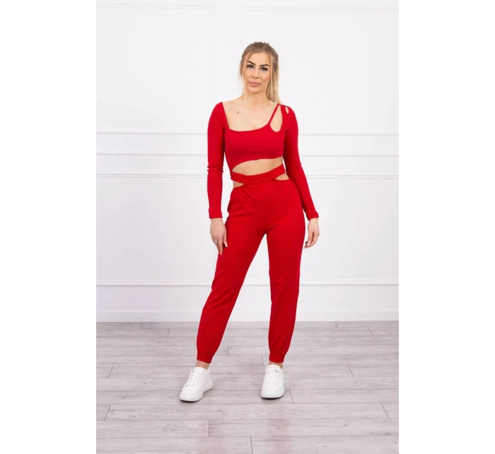 Sada s halenkou top červená