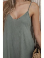 Mušelínové šaty na ramínka khaki