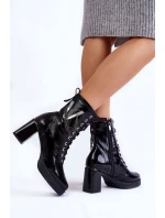 zateplené kožené boty s černé model 21602290 - Boto