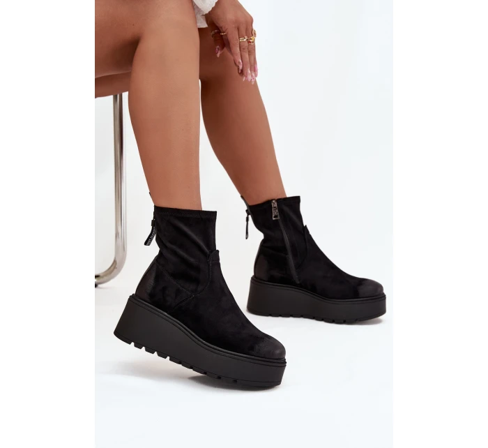 Dámské kotníkové boty na platformě Vinceza 58596 Černé