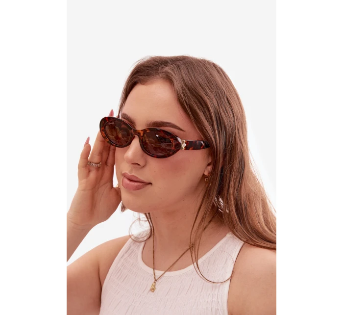 Dámské sluneční brýle s perlami Hnědé