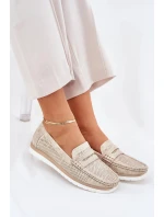 Dámské eko kožené mokasíny model 21834362 – stříbrné - Kesi