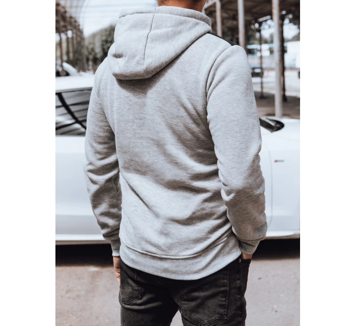 Pánská mikina s kapucí světle šedá FashionStreet BX5830