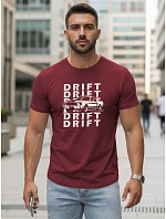 Pánské tričko s potiskem DRIFT bordó FashionStreet NX5081R
