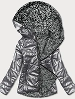 Oboustranná šedá dámská bunda s kapucí (B9793-70)