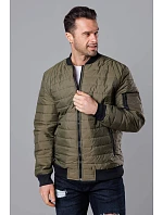 Pánská prošívaná khaki bunda bomber (MY02-3) Pánská prošívaná khaki bunda bomber (MY02-3)