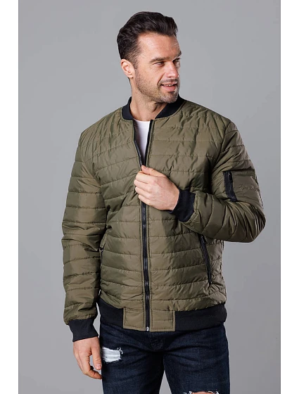 Pánská prošívaná khaki bunda bomber (MY02-3) Pánská prošívaná khaki bunda bomber (MY02-3)