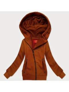 Vypasovaná dámská mikina v karamelové barvě s asymetrickým zipem model 21301348 - LHD