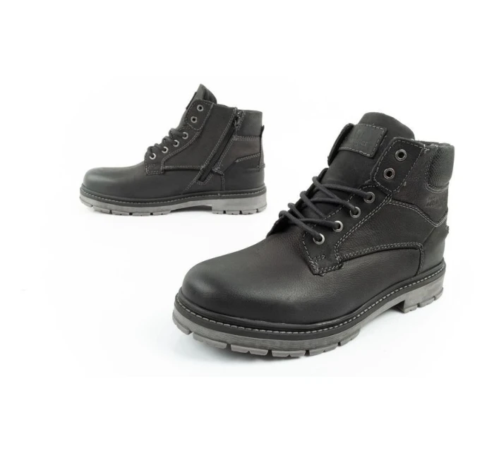 Wrangler Allan Mid pánské boty sable boots smart leather black