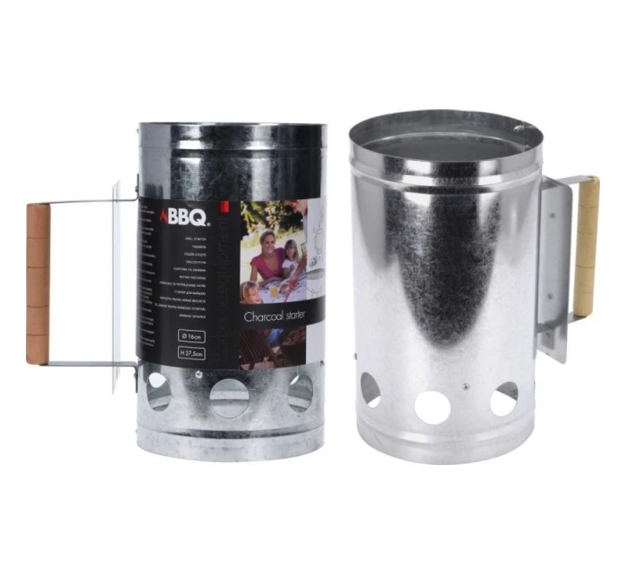 KOMÍNOVÝ PODPALOVAČ PRO GRILOVÁNÍ 27,5 CM VYSOKÝ S DŘEVĚNOU RUKOJETÍ