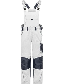 Daiber JN 1833 (25-28) Pracovní kalhoty s laclem - Strong 02.133S white/carbon