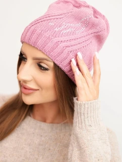 Dámská zimní čepice s vlnou volného střihu model 21783005 růžová - K-Fashion
