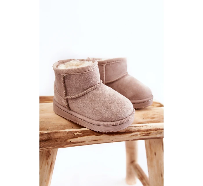 Dětské Teplé Sněhule Semišové Světle béžové model 21597585 - Boto Dětské Teplé Sněhule Semišové Světle béžové model 21597585 - Boto