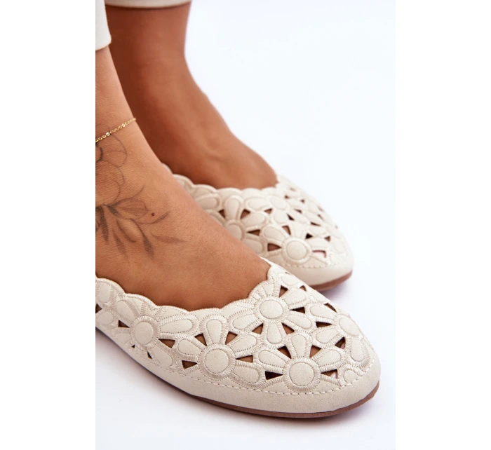 Ažurové Lesklé Baleríny Dámské Bežové model 21625346 - EVENTO