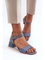 Dámské Sandály Na Podpatku Z Ekokože Modré Leisha