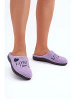 Domácí Obuv Dámské Pantofle S Nápisem A Kožíškem Typu Beránek Fialové Inblu ET000027