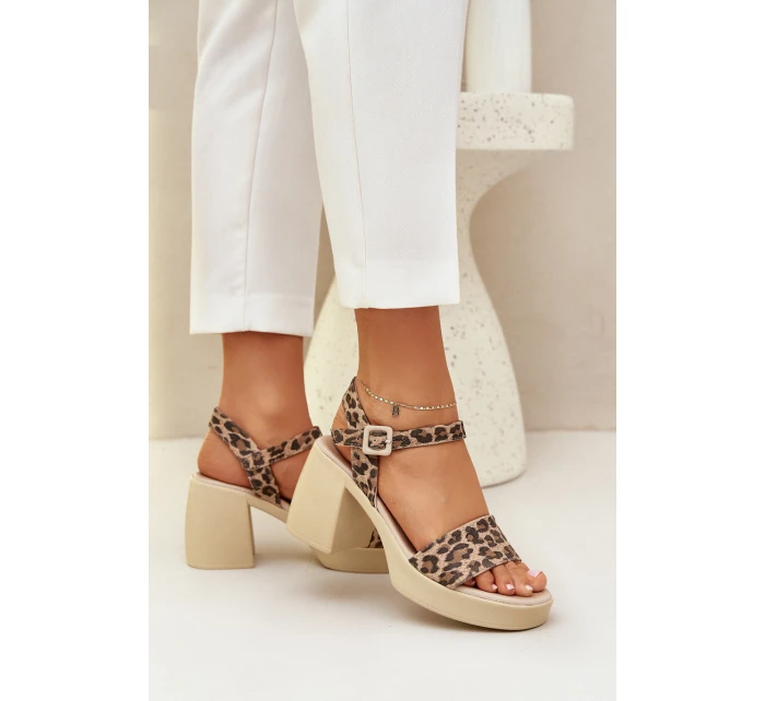Zazoo 40386 Dámské Kožené Sandály Na Korku Leopardí Hnědo-Bežové