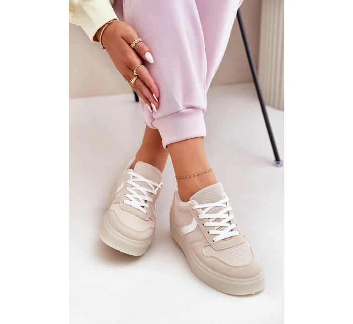 Nízké Dámské Tenisky Na Platformě Béžové model 21689166 - EVENTO Nízké Dámské Tenisky Na Platformě Béžové model 21689166 - EVENTO