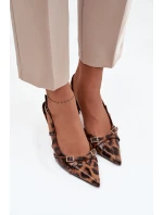Lodičky s patou a pásky leopardí hnědé model 21711779 - Boto