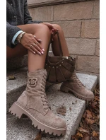 Dámské workery boty s ozdobným zateplené béžové model 21715364 - Boto