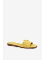 Dámské ploché sandály s pásky Eko Zamszové Žluté model 21937439 - Boto