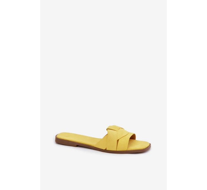 Dámské ploché sandály s pásky Eko Zamszové Žluté model 21937439 - Boto