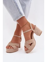 Dámské sandály na podpatku béžové Janelia