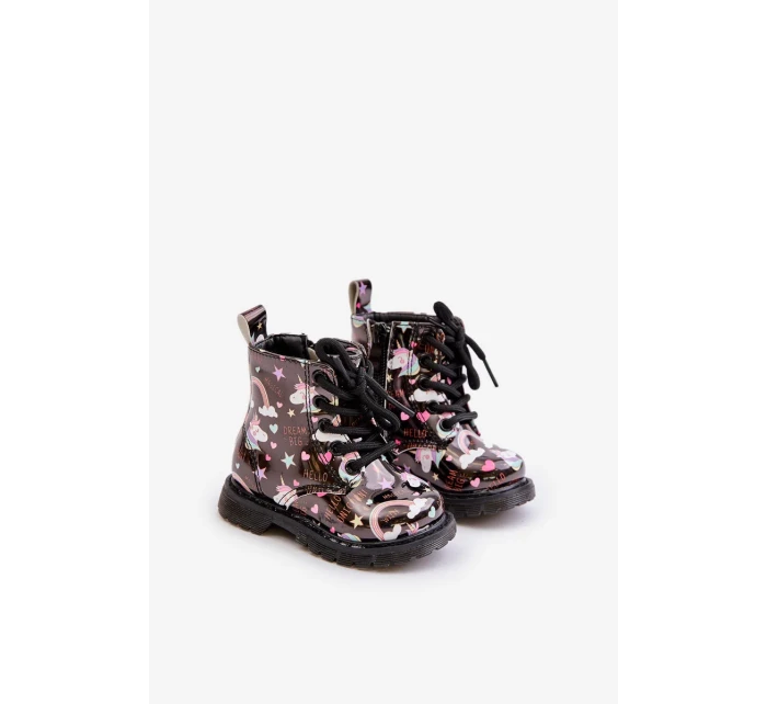 Dětské Zateplené Kotníkové Boty s Zipem Jednorožci Černé Tiptop Dětské Zateplené Kotníkové Boty s Zipem Jednorožci Černé Tiptop