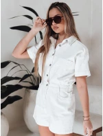 DINOZIA bílý džínový krátký overal FashionStreet EY2589