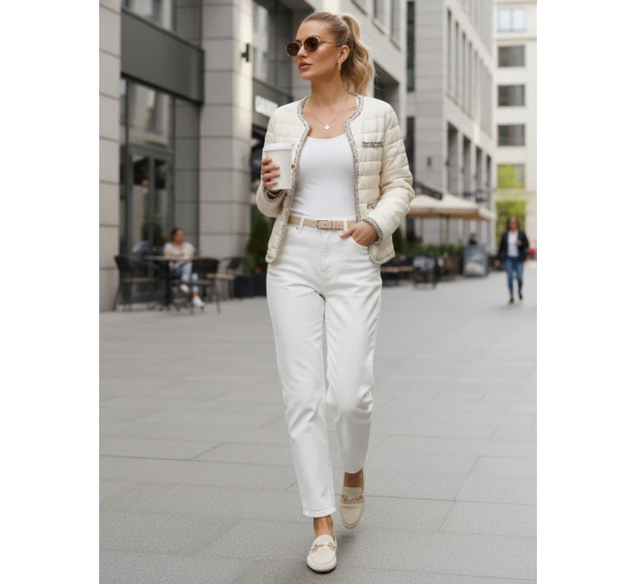 Dámská prošívaná přechodná bunda ecru FashionStreet TY5531