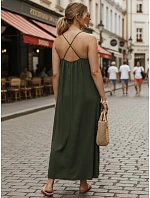 Dámské letní maxi šaty s viskózou, zelené, FashionStreet EY2661 Dámské letní maxi šaty s viskózou, zelené, FashionStreet EY2661