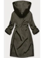 Tenký dámský přehoz přes oblečení v khaki barvě s kapucí model 18013334 - S'WEST Tenký dámský přehoz přes oblečení v khaki barvě s kapucí model 18013334 - S'WEST