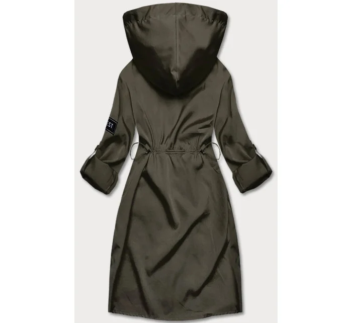 Tenký dámský přehoz přes oblečení v khaki barvě s kapucí model 18013334 - S'WEST Tenký dámský přehoz přes oblečení v khaki barvě s kapucí model 18013334 - S'WEST