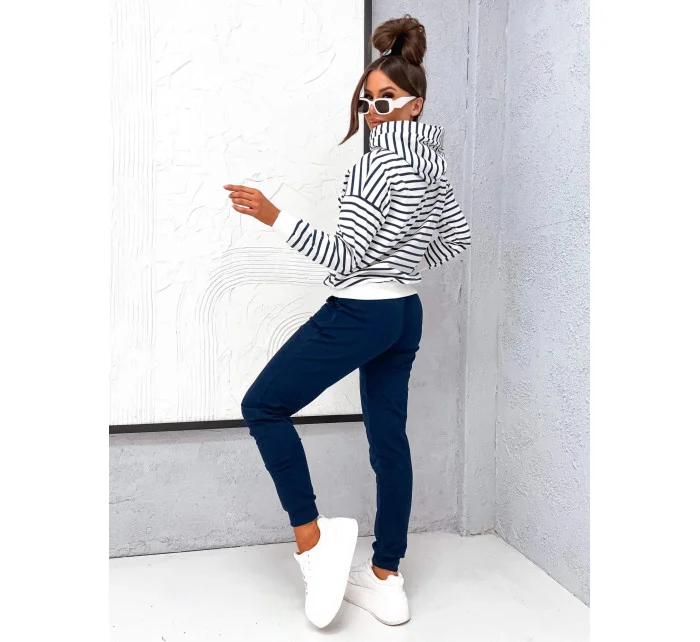 Tmavě modrý dámský bavlněný teplákový komplet s mikinou model 21777414 - Moon