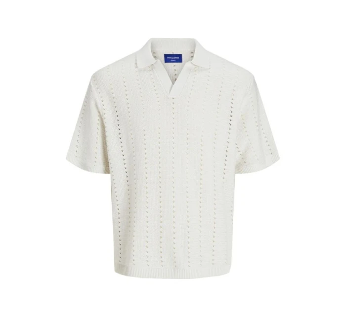 Jack&Jones pánská košile JORPAROS KNIT ESTER SS CROCHET POLO 12272562 SEA SALT