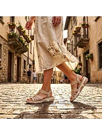 Dámské sandály na podpatku beige model 22116846 - Rieker