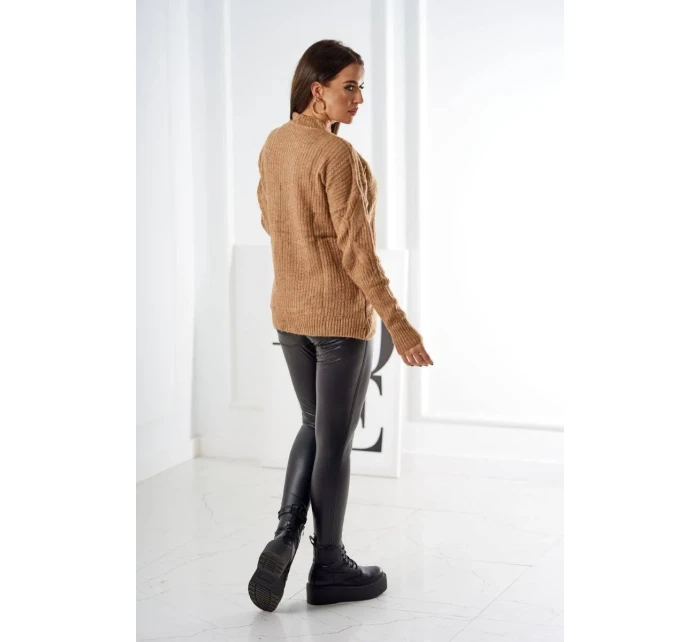 Svetr model 18970329 přes hlavu s módní vazbou Velbloud - K-Fashion Svetr model 18970329 přes hlavu s módní vazbou Velbloud - K-Fashion