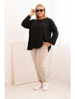 Dámská blůza Plus Size s bavlnou, kapsou a ohrnutým rukávem kiwi Dámská blůza Plus Size s bavlnou, kapsou a ohrnutým rukávem kiwi