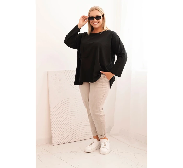 Dámská blůza Plus Size s bavlnou, kapsou a ohrnutým rukávem kiwi Dámská blůza Plus Size s bavlnou, kapsou a ohrnutým rukávem kiwi