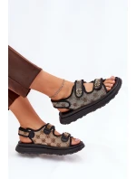 Dámské Vzorované Textilní Sandály Se Zlatými model 21688030 - Boto Dámské Vzorované Textilní Sandály Se Zlatými model 21688030 - Boto