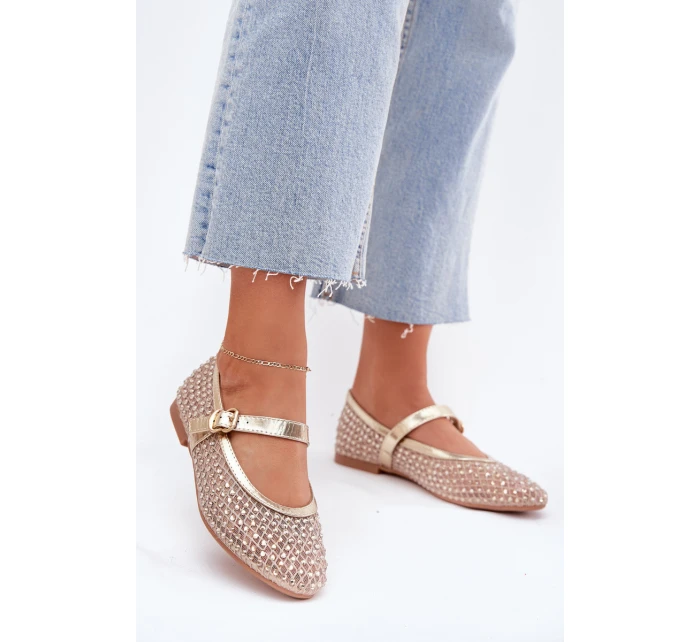 Zdobené Dámské Baletky S Pásem A Sponou Zlaté Avirae Zdobené Dámské Baletky S Pásem A Sponou Zlaté Avirae