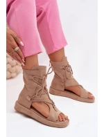 Dámské sandály Eko semiš s horní částí a šněrováním Béžové Ferlisse